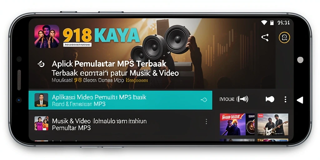 Screenshot utama 918KAYA menampilkan antarmuka Pemutar MP3 yang menarik.