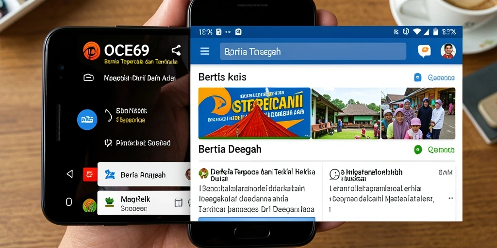 Antarmuka OCE69 menampilkan berita daerah dengan jelas dan menarik.