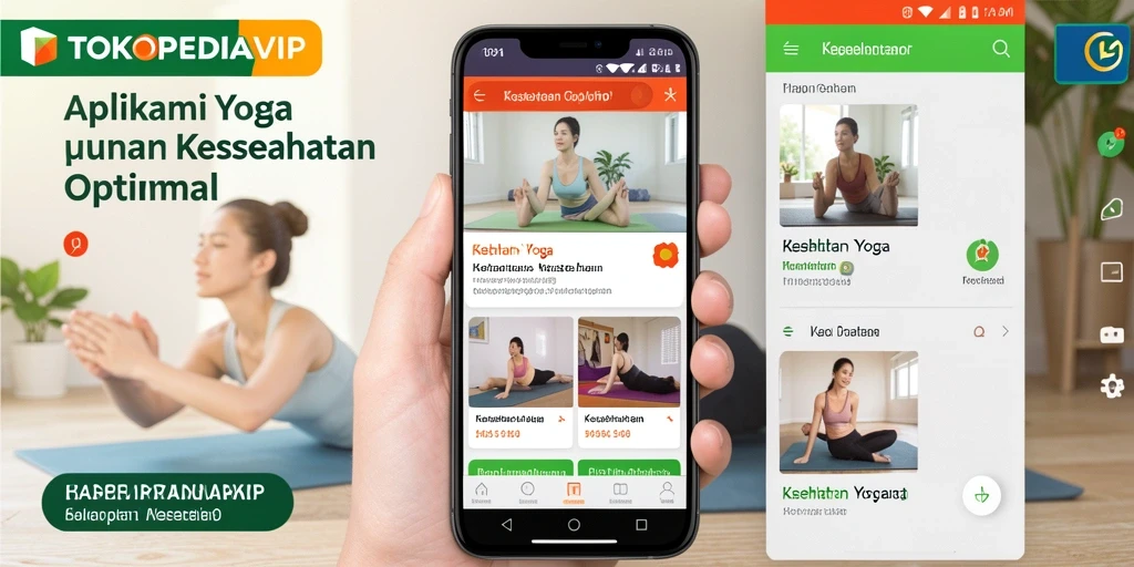 Tampilan antarmuka aplikasi Yoga TOKOPEDIAVIP dengan fitur-fitur menarik.